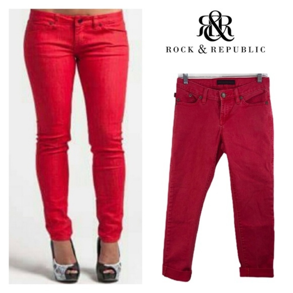 Rock and Republic Hamburg Red Skinny Jeans